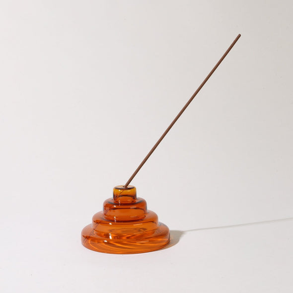 Meso amber glass incense holder