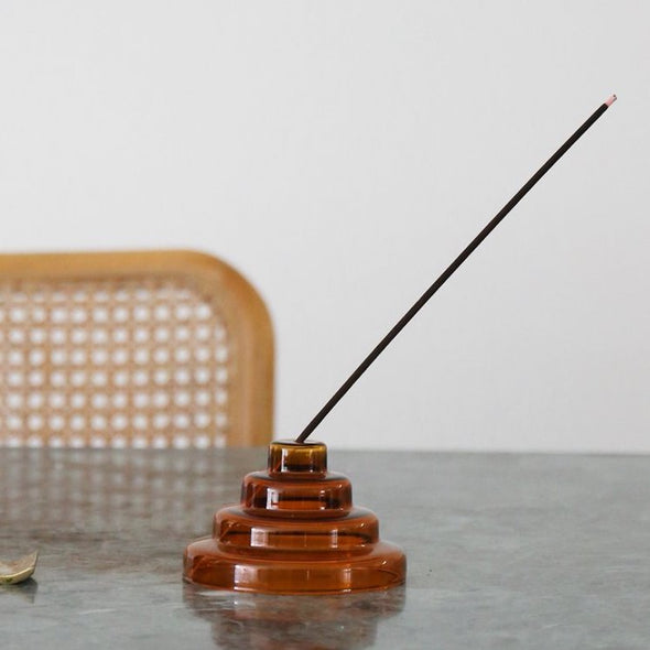 Meso amber glass incense holder